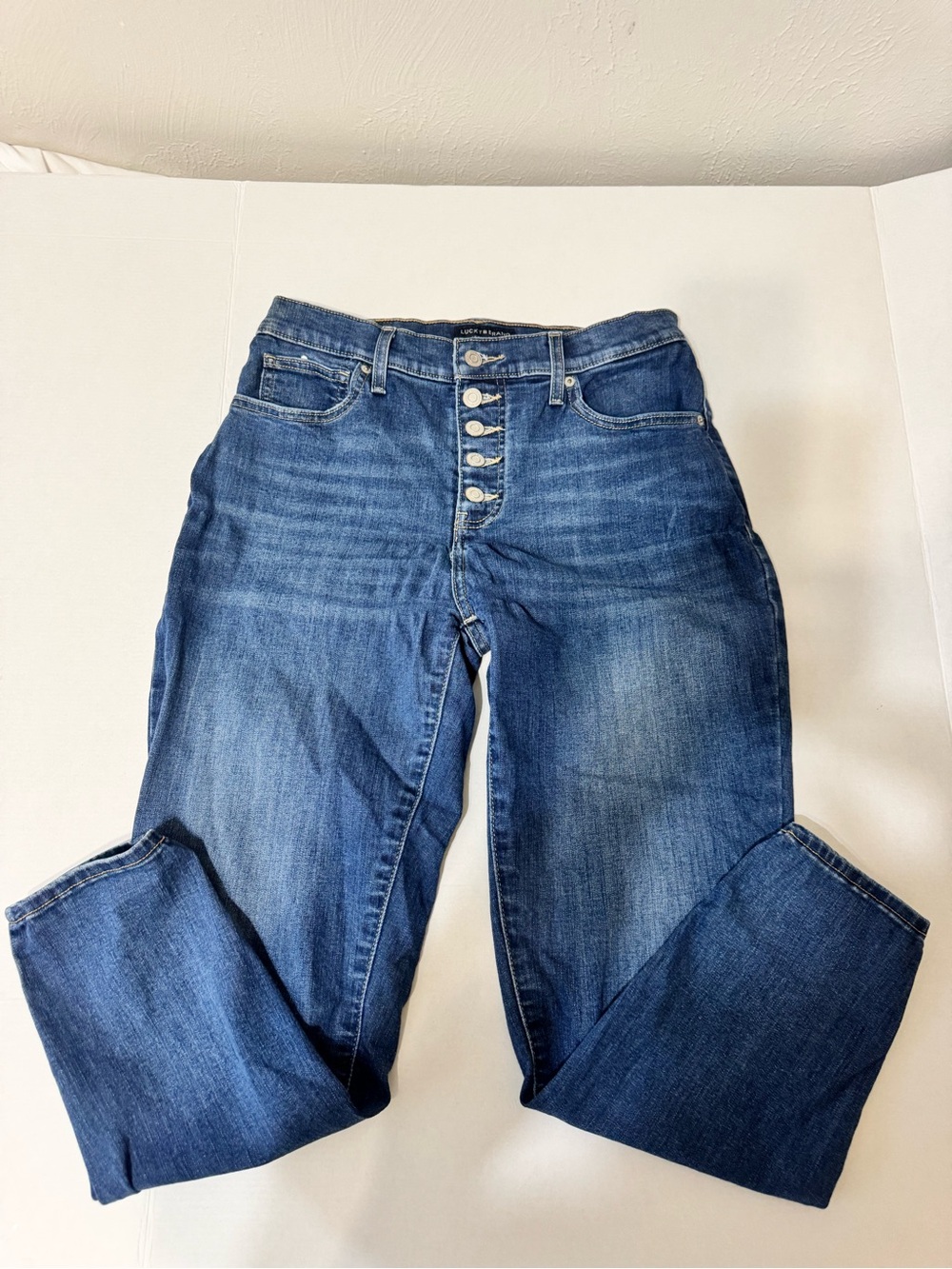 Lucky Brand Women's Dark Blue Button-Fly Ankle Jeans